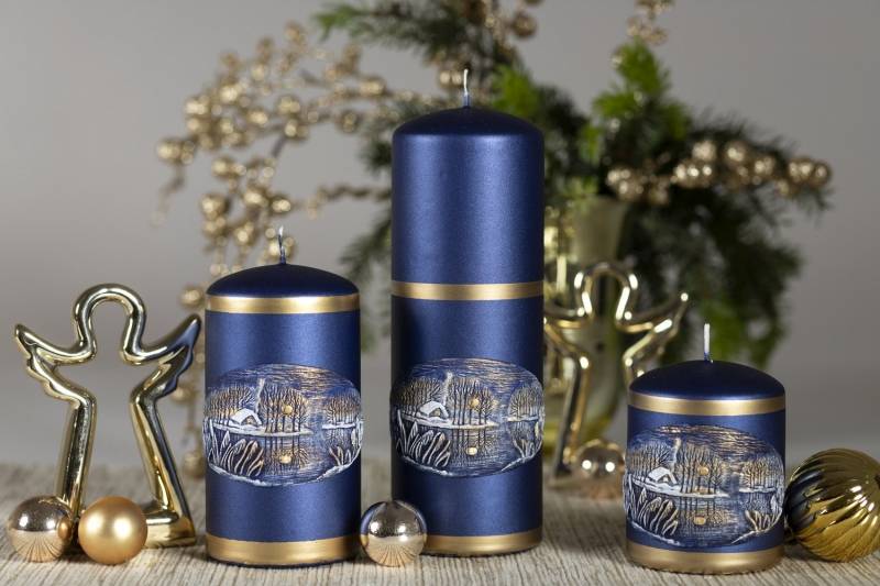 bougie-noel-artisanale-7x20cm-motif-lac-bleu