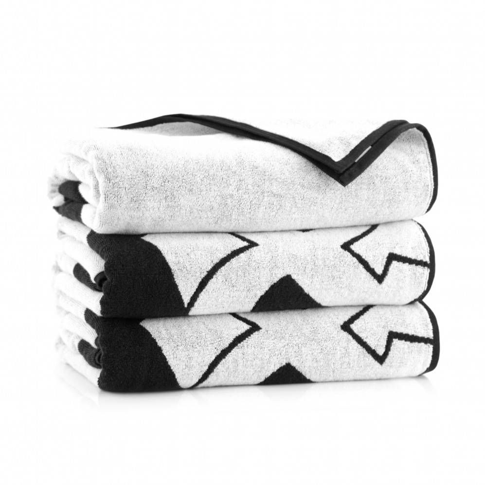 serviette-de-plage-100x160cm-coton-egyptien-qualite-confort-moelleux-ete-black-white